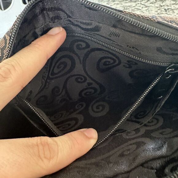 Brighton Crossbody‎ Womens Heart Canvas Leather Crossbody Brown Black - Picture 11 of 16